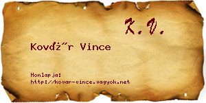 Kovár Vince névjegykártya