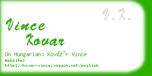 vince kovar business card